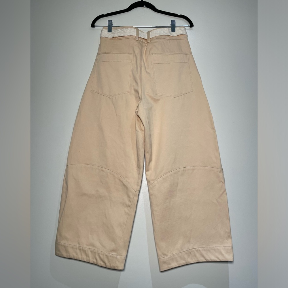 Zara Beige Wide-Leg Pants with Cream Rope Tie - Picture 2 of 7